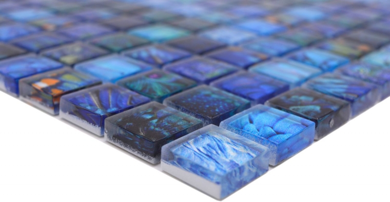 Mosaico di vetro piastrelle blu lucido Uccello parete cucina bagno doccia MOS68-WL74_f