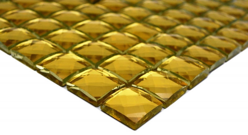 Diamond mosaic tile gold glossy wall floor kitchen bathroom shower MOS130-GO823_f