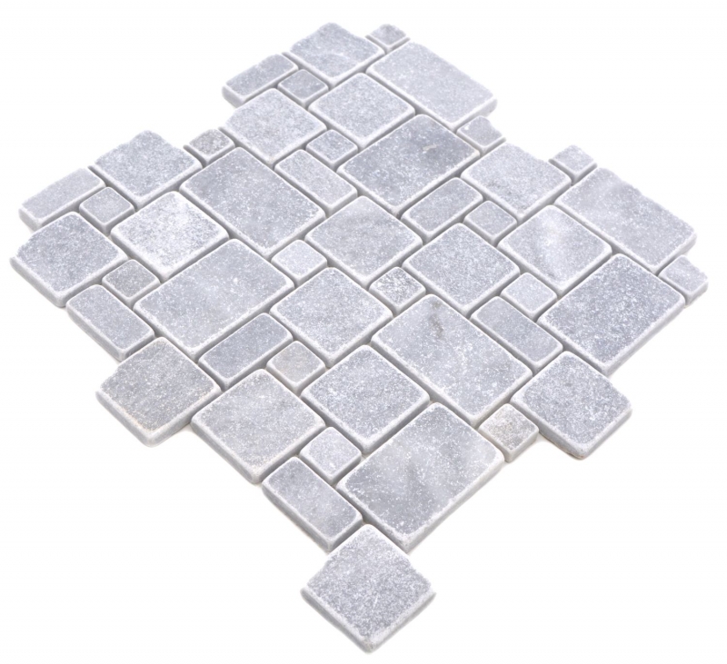 Piastrelle di pietra naturale mosaico marmo grigio chiaro opaco parete pavimento cucina bagno doccia MOS40-FP40_f