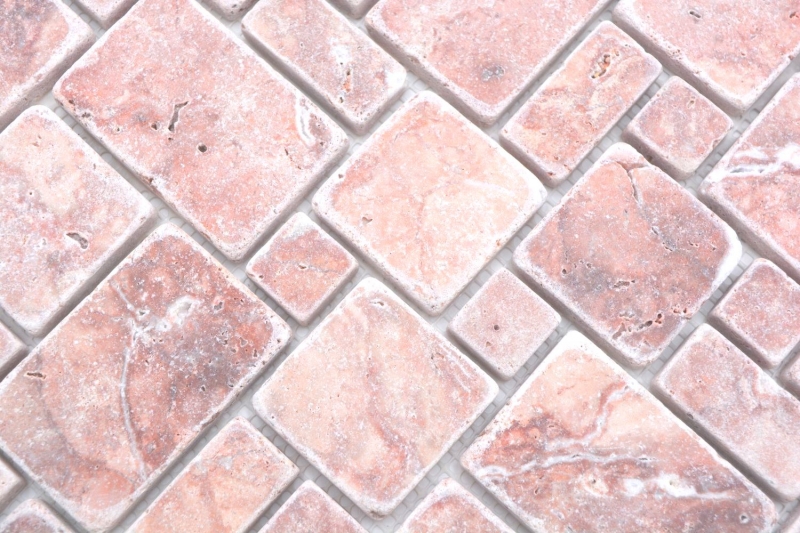 Natural stone mosaic tiles travertine red matt wall floor kitchen bathroom shower MOS40-FP45_f