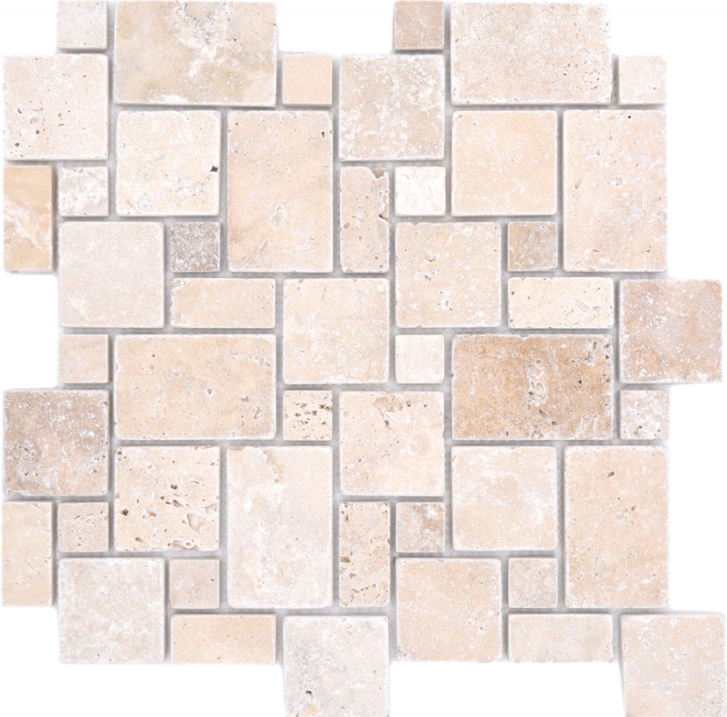 Natural stone mosaic tiles travertine beige matt wall floor kitchen bathroom shower MOS40-FP46_f