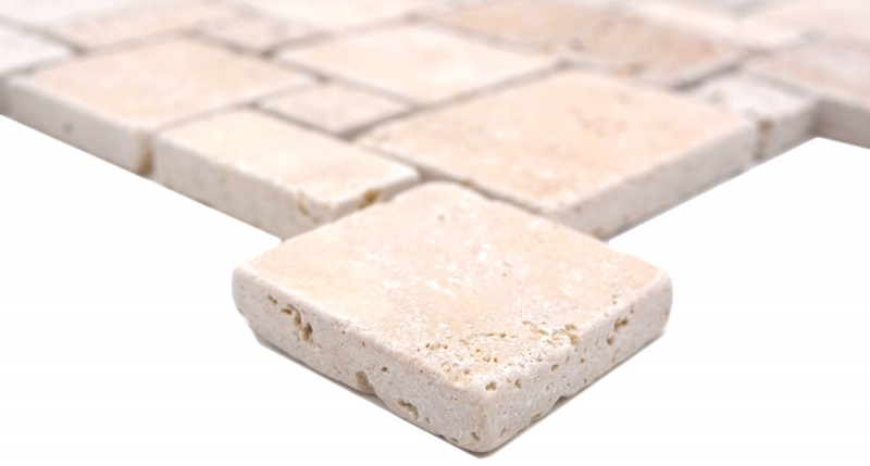 Natural stone mosaic tiles travertine beige matt wall floor kitchen bathroom shower MOS40-FP46_f