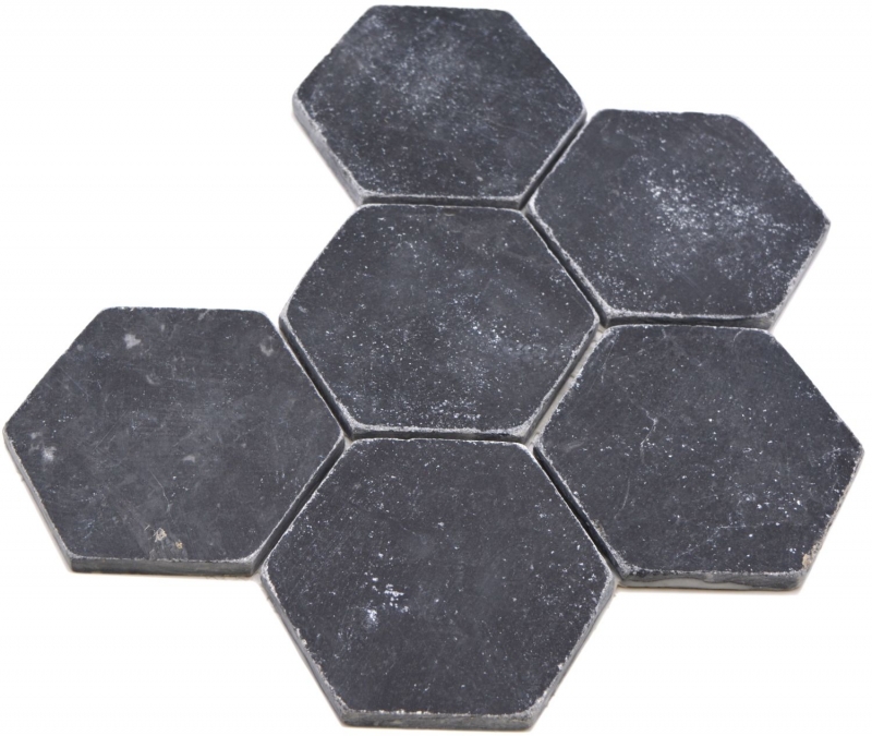 Natural stone mosaic tiles marble black matt wall floor kitchen bathroom shower MOS42-HX143_f