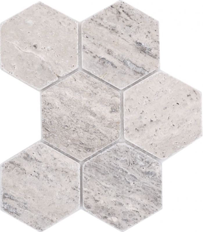 Natural stone mosaic tiles travertine white gray matt wall floor kitchen bathroom shower MOS42-HX147_f