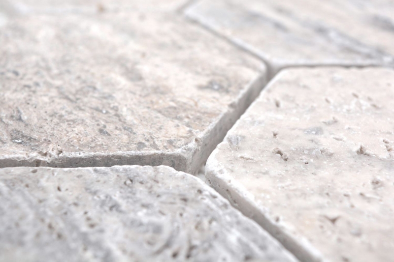 Natural stone mosaic tiles travertine white gray matt wall floor kitchen bathroom shower MOS42-HX147_f