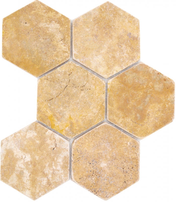 Natural stone mosaic tiles travertine golden yellow matt wall floor kitchen bathroom shower MOS42-HX151_f