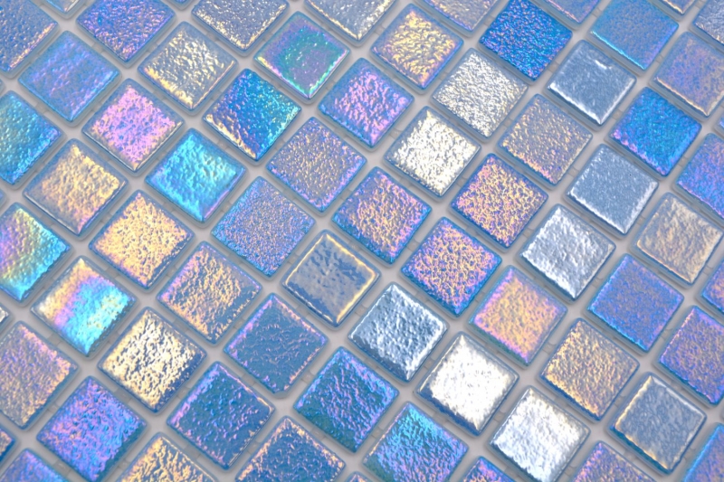 Schwimmbadmosaik Poolmosaik Glasmosaik hellblau irisierend mehrfarbig glänzend Wand Boden Küche Bad Dusche MOS220-P55251_f