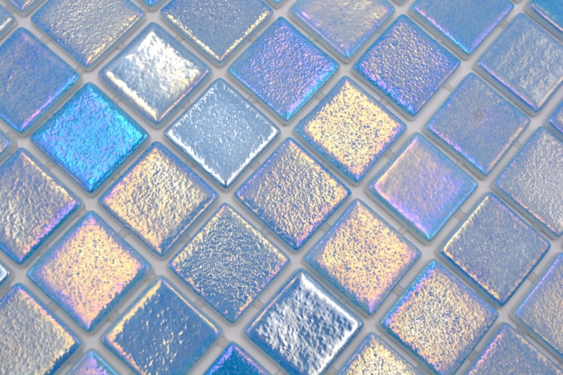 Mosaico piscina Mosaico piscina Mosaico vetro azzurro cangiante multicolore lucido Muro Pavimento Cucina Bagno Doccia MOS220-P55381_f