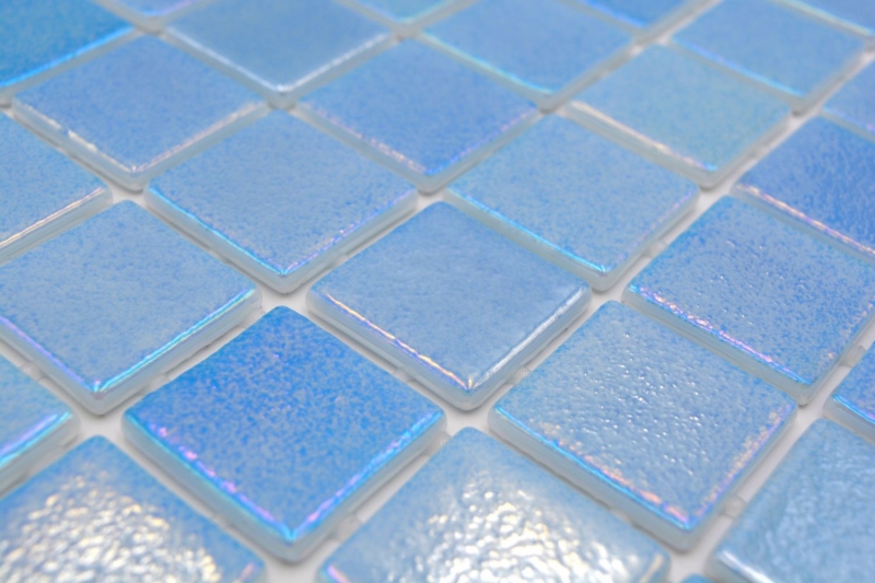 Schwimmbadmosaik Poolmosaik Glasmosaik hellblau irisierend mehrfarbig glänzend Wand Boden Küche Bad Dusche MOS220-P55381_f