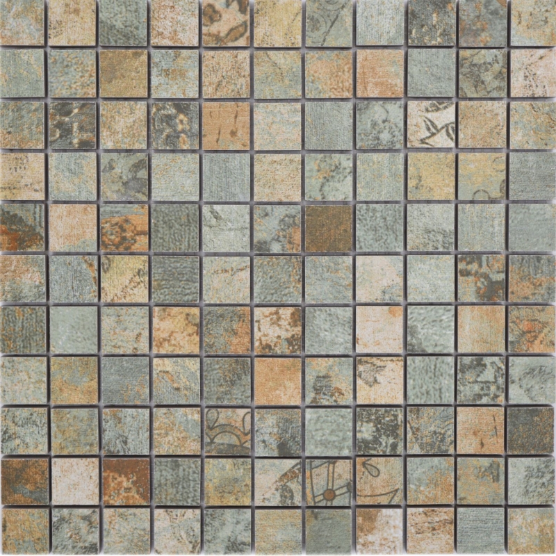 Échantillon manuel mosaïque céramique grès cérame beige brun gris vert mat mur sol cuisine salle de bain douche MOS18-25CB_m