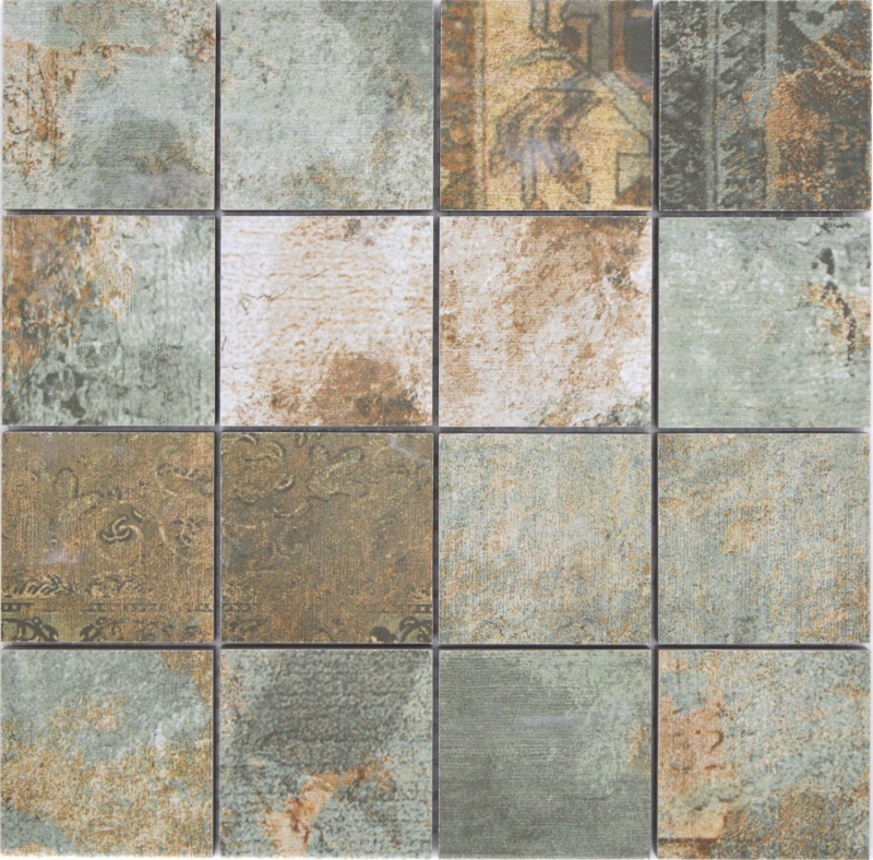 Handmuster Keramikmosaik Feinsteinzeug beige braun graugrün matt Wand Boden Küche Bad Dusche MOS16-71CB_m