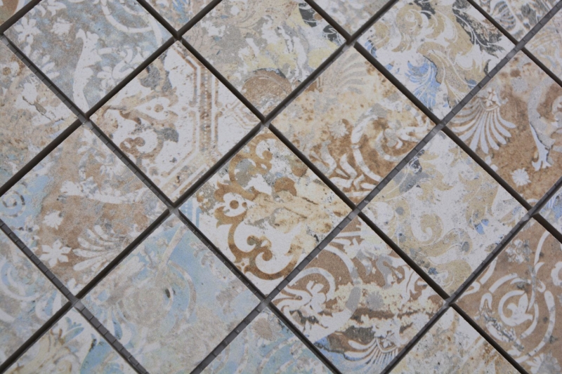 Mosaico ceramico dipinto a mano in gres porcellanato multicolore opaco parete pavimento cucina bagno doccia MOS14-47CS_m