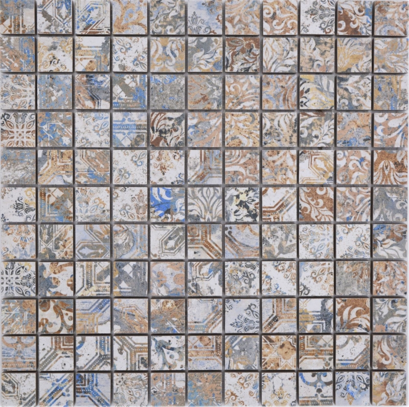 Handmuster Keramikmosaik Feinsteinzeug stark mehrfarbig matt Wand Boden Küche Bad Dusche MOS18-25CV_m