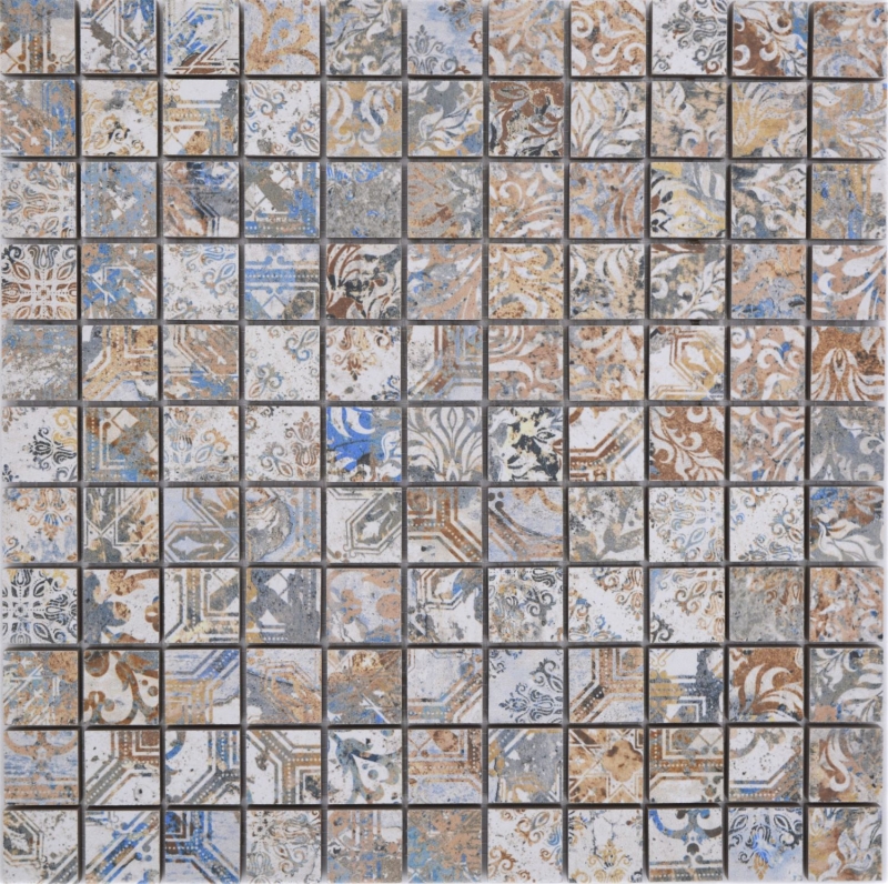 Motif main mosaïque céramique grès cérame fort multicolore mat mur sol cuisine salle de bain douche MOS18-25CV_m