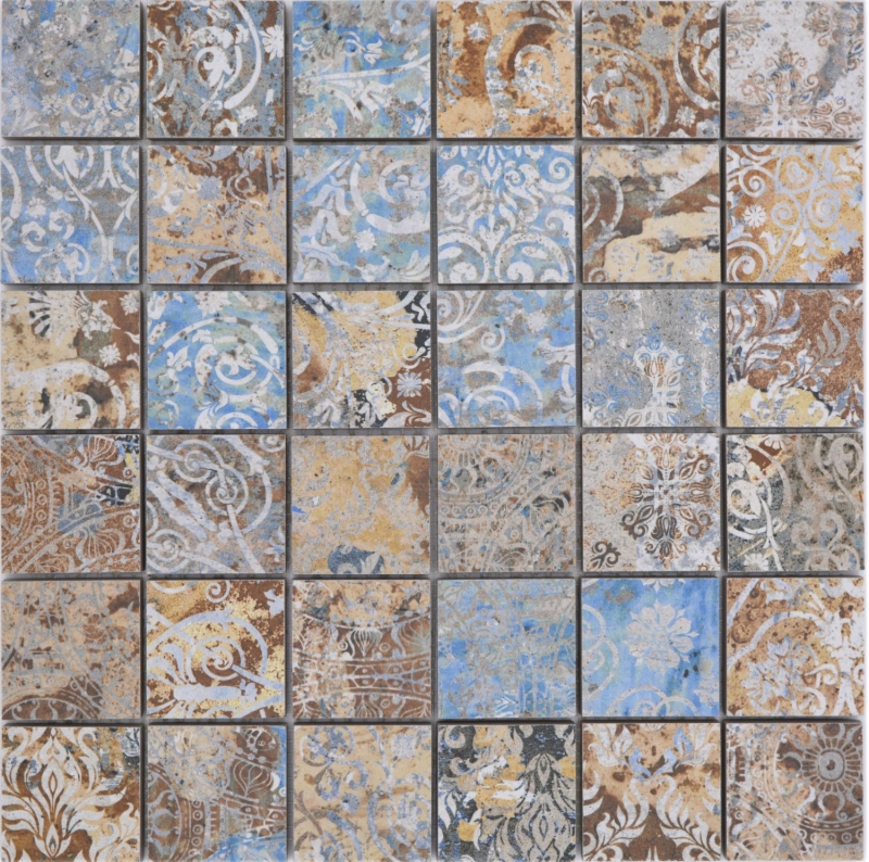 Mosaico in ceramica decorato a mano in gres porcellanato forte multicolore opaco parete pavimento cucina bagno doccia MOS14-47CV_m