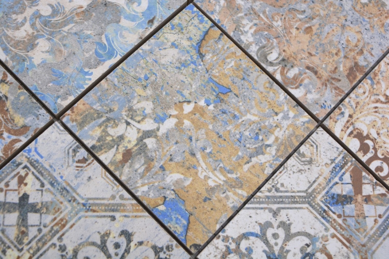 Mosaico ceramico decorato a mano in gres porcellanato forte multicolore opaco parete pavimento cucina bagno doccia MOS23-95CV_m