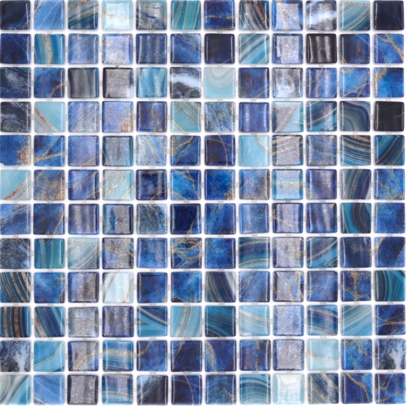 Hand pattern swimming pool mosaic pool mosaic glass mosaic royal blue iridescent glossy wall floor kitchen bathroom shower MOS220-P56254_m