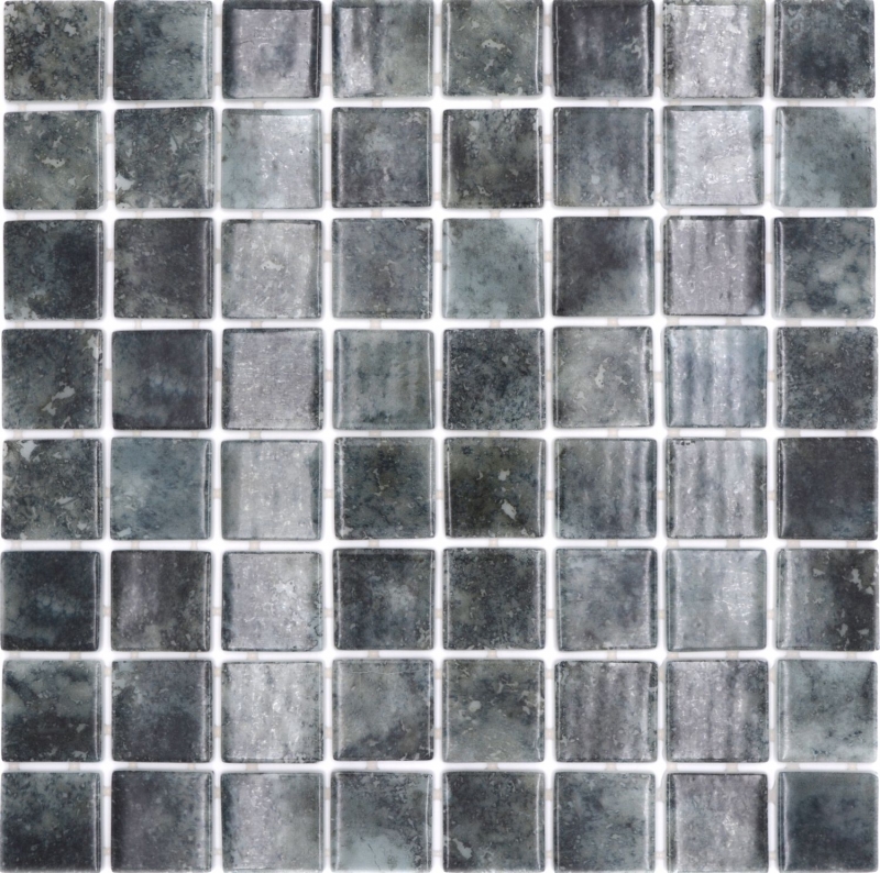 Échantillon manuel Mosaïque de piscine Mosaïque de verre noir anthracite changeant mur sol cuisine salle de bain douche MOS220-P56383_m