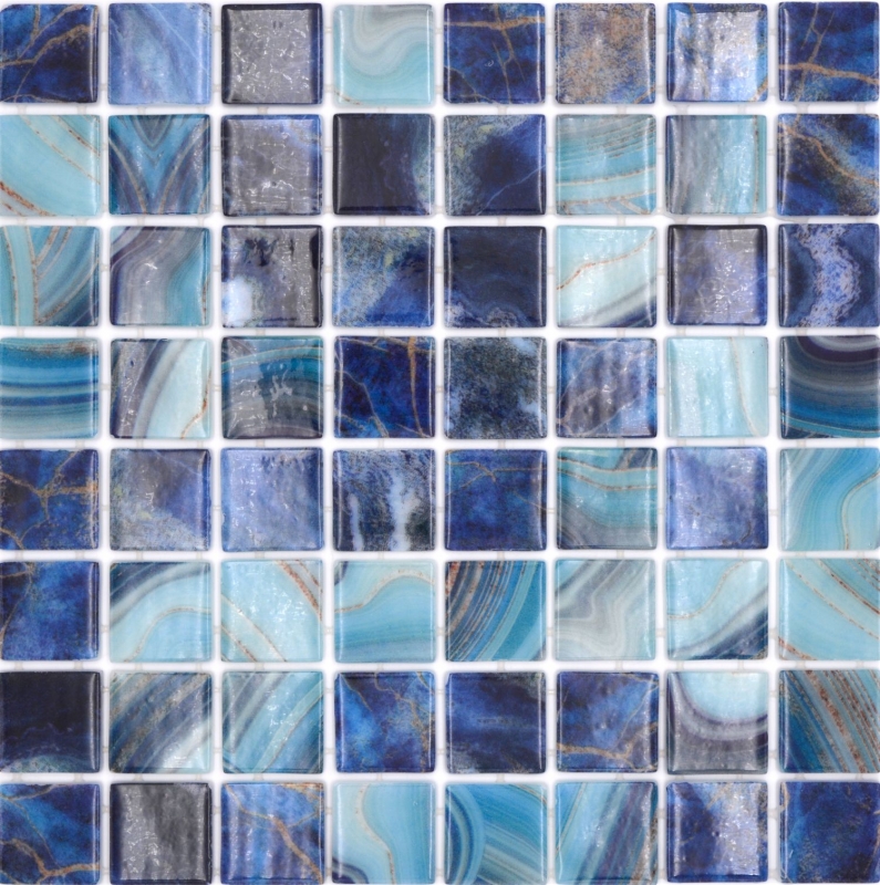 Mano modello piscina mosaico piscina mosaico vetro mosaico blu reale iridescente lucido parete pavimento cucina bagno doccia MOS220-P56384_m