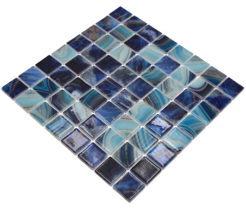 Mano modello piscina mosaico piscina mosaico vetro mosaico blu reale iridescente lucido parete pavimento cucina bagno doccia MOS220-P56384_m