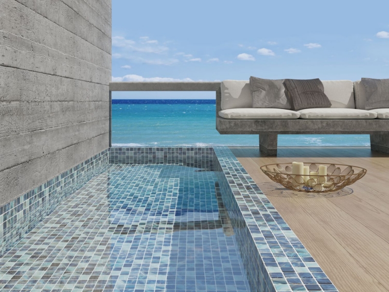 Échantillon manuel Mosaïque de piscine Mosaïque de verre bleu royal changeant brillant mur sol cuisine salle de bain douche MOS220-P56384_m
