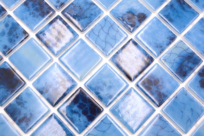 Hand pattern swimming pool mosaic pool mosaic glass mosaic blue iridescent wall floor kitchen bathroom shower MOS220-P56385_m
