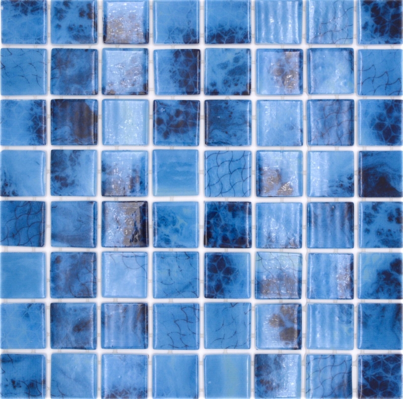 Échantillon manuel Mosaïque de piscine Mosaïque de verre bleu irisé mur sol cuisine salle de bain douche MOS220-P56385_m