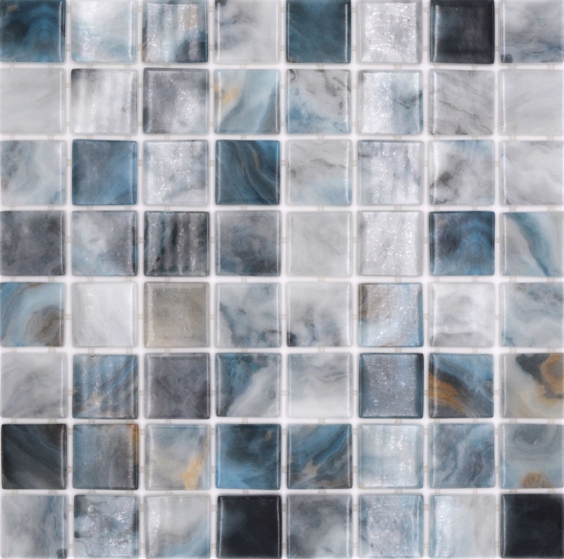 Handmuster Schwimmbadmosaik Poolmosaik Glasmosaik grau anthrazit changierend Wand Boden Küche Bad Dusche MOS220-P56386_m