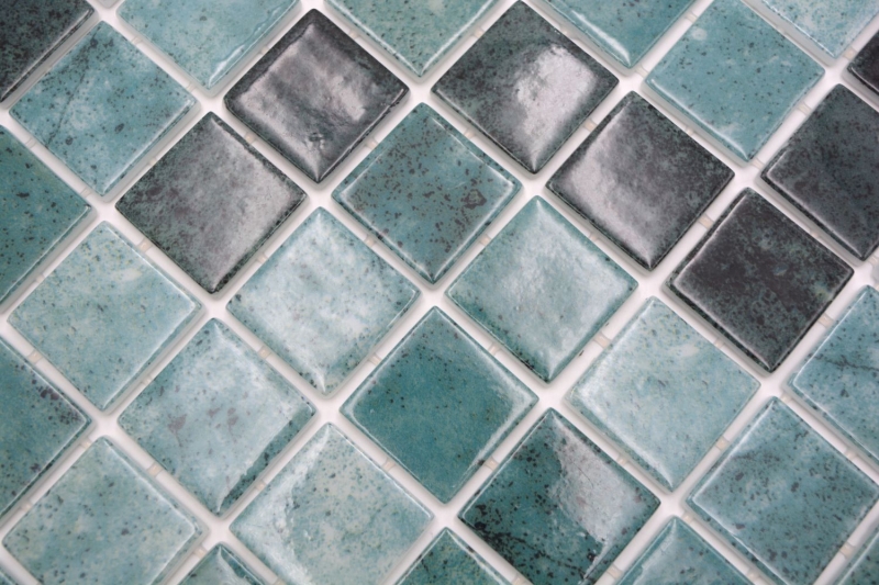 Campione a mano piscina mosaico piscina mosaico vetro mosaico verde antracite iridescente parete pavimento cucina bagno doccia MOS220-P56388_m
