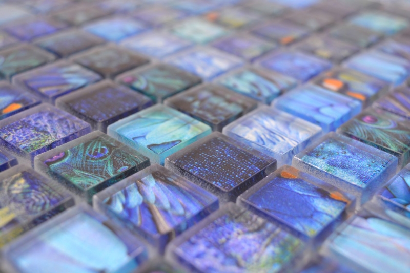Hand-painted glass mosaic mosaic tile blue glossy Bird wall kitchen bathroom shower MOS68-WL74_m