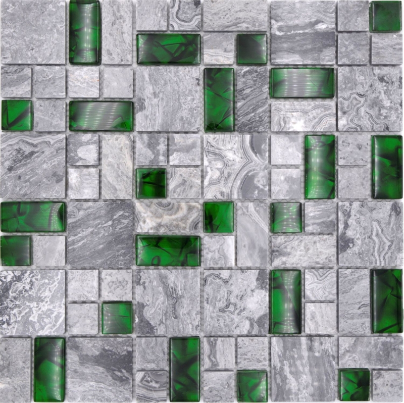 Hand pattern natural stone glass mosaic gray with green glossy wall floor kitchen bathroom shower - MOS88-0405_m