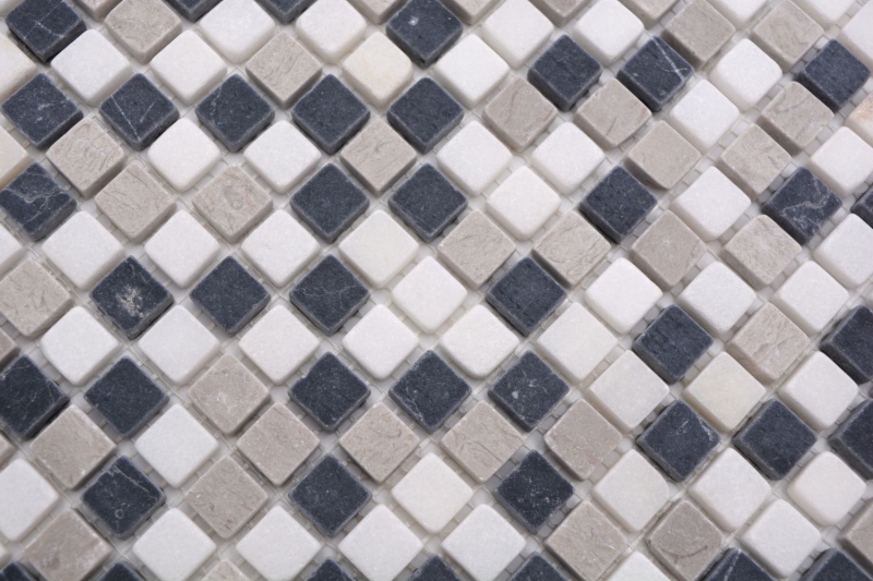 Échantillon manuel de mosaïque de pierre naturelle Marbre beige gris noir mat mur sol cuisine salle de bain douche MOS38-15-1125_m