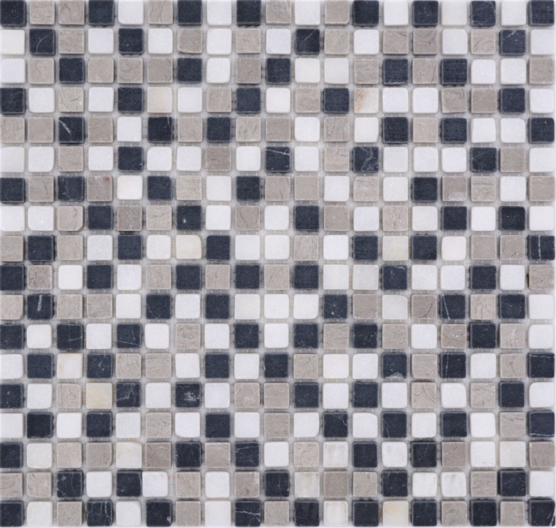 Handmuster Natursteinmosaik Marmor beige grau schwarz matt Wand Boden Küche Bad Dusche MOS38-15-1125_m