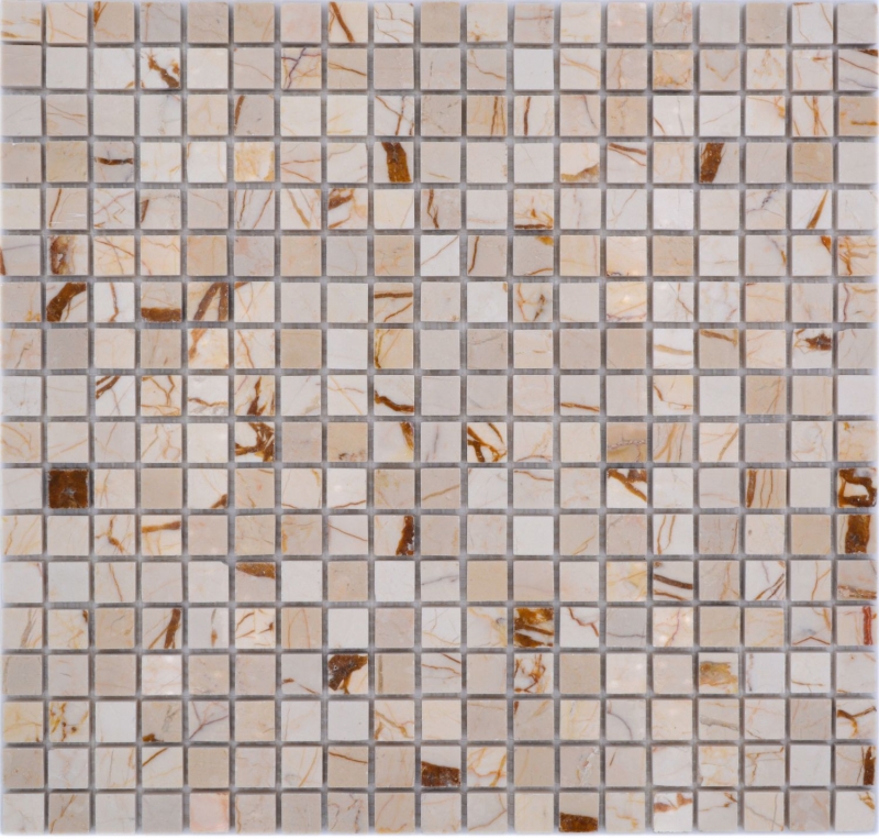Hand-patterned natural stone mosaic marble golden cream polished wall floor kitchen bathroom shower MOS38-15-2807_m