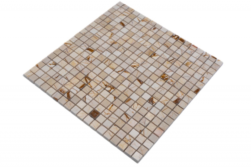 Hand-patterned natural stone mosaic marble golden cream polished wall floor kitchen bathroom shower MOS38-15-2807_m