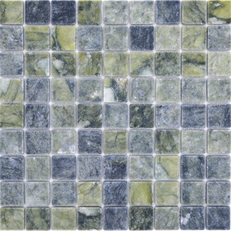 Mosaico di pietra naturale dipinto a mano in marmo verde opaco parete pavimento cucina bagno doccia MOS42-32-407_m