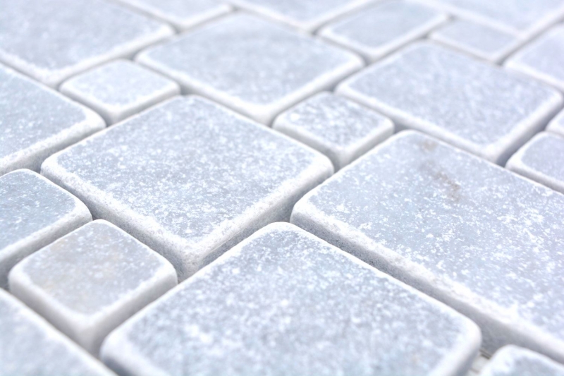 Piastrelle di pietra naturale dipinte a mano mosaico marmo grigio chiaro opaco parete pavimento cucina bagno doccia MOS40-FP40_m
