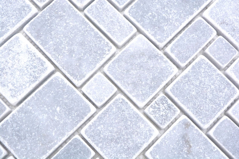 Hand sample natural stone mosaic tiles marble light gray matt wall floor kitchen bathroom shower MOS40-FP40_m