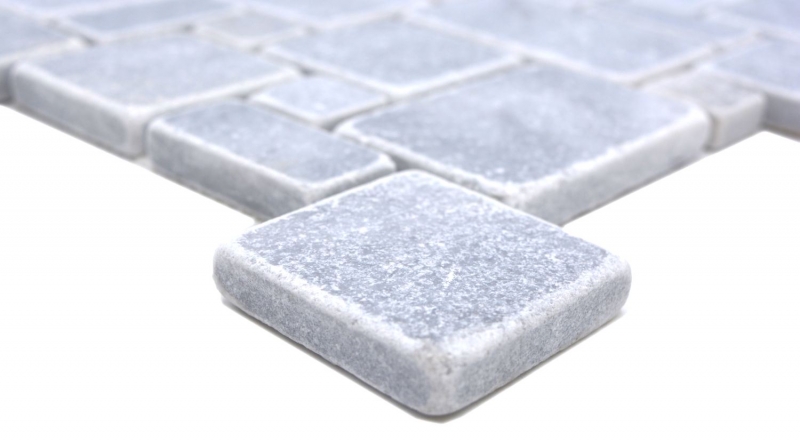 Hand sample natural stone mosaic tiles marble light gray matt wall floor kitchen bathroom shower MOS40-FP40_m