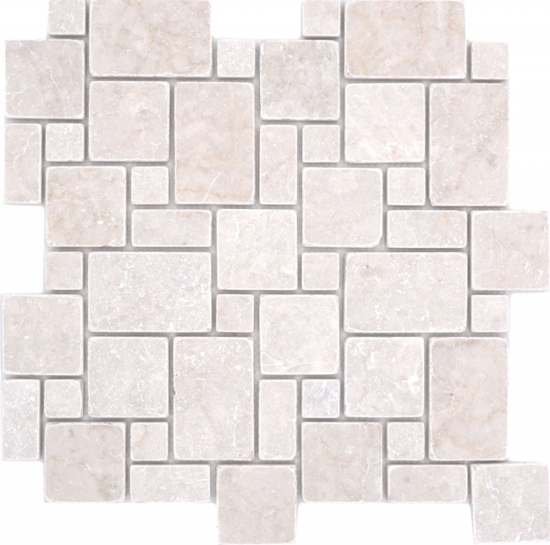 Hand-painted natural stone mosaic tiles marble ivory matt wall floor kitchen bathroom shower MOS40-FP41_m
