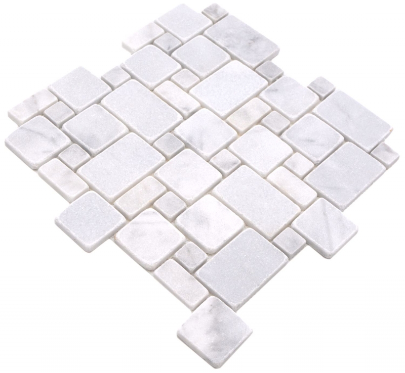 Piastrelle di pietra naturale dipinte a mano mosaico marmo bianco opaco parete pavimento cucina bagno doccia MOS40-FP42_m