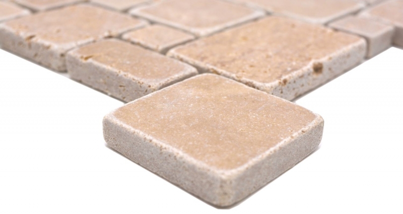 Échantillon manuel de mosaïque de pierre naturelle Travertin noix mat mur sol cuisine salle de bain douche MOS40-FP44_m