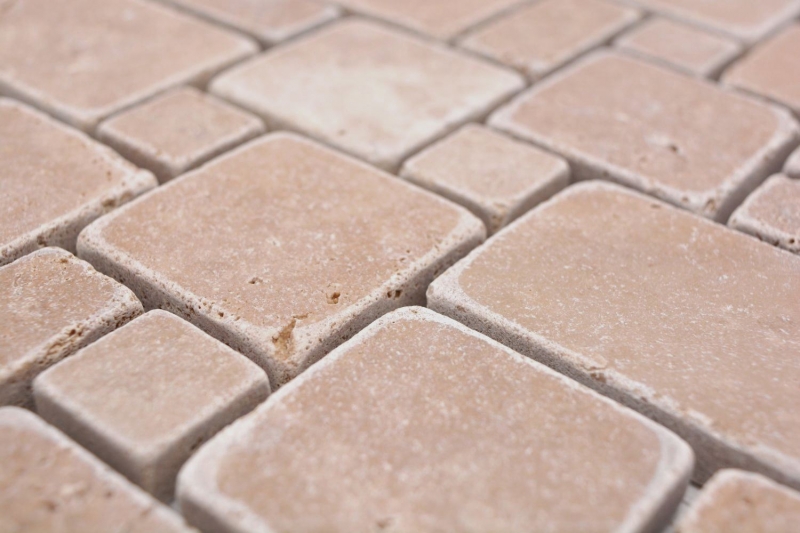 Campione a mano pietra naturale mosaico piastrelle travertino noce opaco parete pavimento cucina bagno doccia MOS40-FP44_m