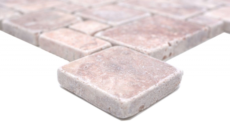 Hand sample natural stone mosaic tiles travertine red matt wall floor kitchen bathroom shower MOS40-FP45_m