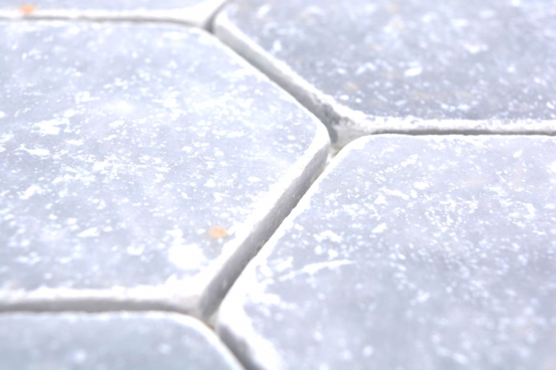 Piastrelle di pietra naturale dipinte a mano mosaico marmo grigio chiaro opaco parete pavimento cucina bagno doccia MOS42-HX140_m