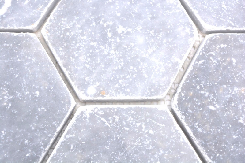 Piastrelle di pietra naturale dipinte a mano mosaico marmo grigio chiaro opaco parete pavimento cucina bagno doccia MOS42-HX140_m