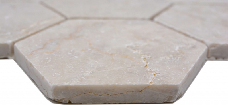 Hand-painted natural stone mosaic tiles marble ivory matt wall floor kitchen bathroom shower MOS42-HX141_m