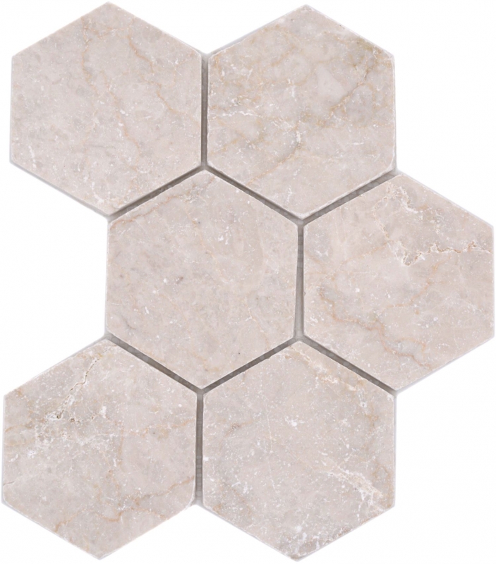 Hand-painted natural stone mosaic tiles marble ivory matt wall floor kitchen bathroom shower MOS42-HX141_m