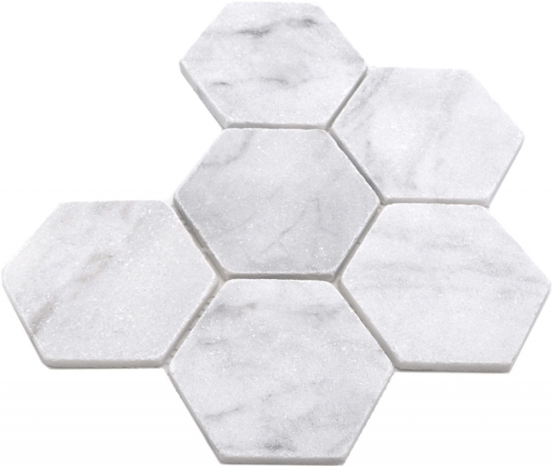 Hand-painted natural stone mosaic tiles marble white matt wall floor kitchen bathroom shower MOS42-HX142_m