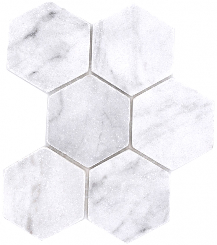 Hand-painted natural stone mosaic tiles marble white matt wall floor kitchen bathroom shower MOS42-HX142_m